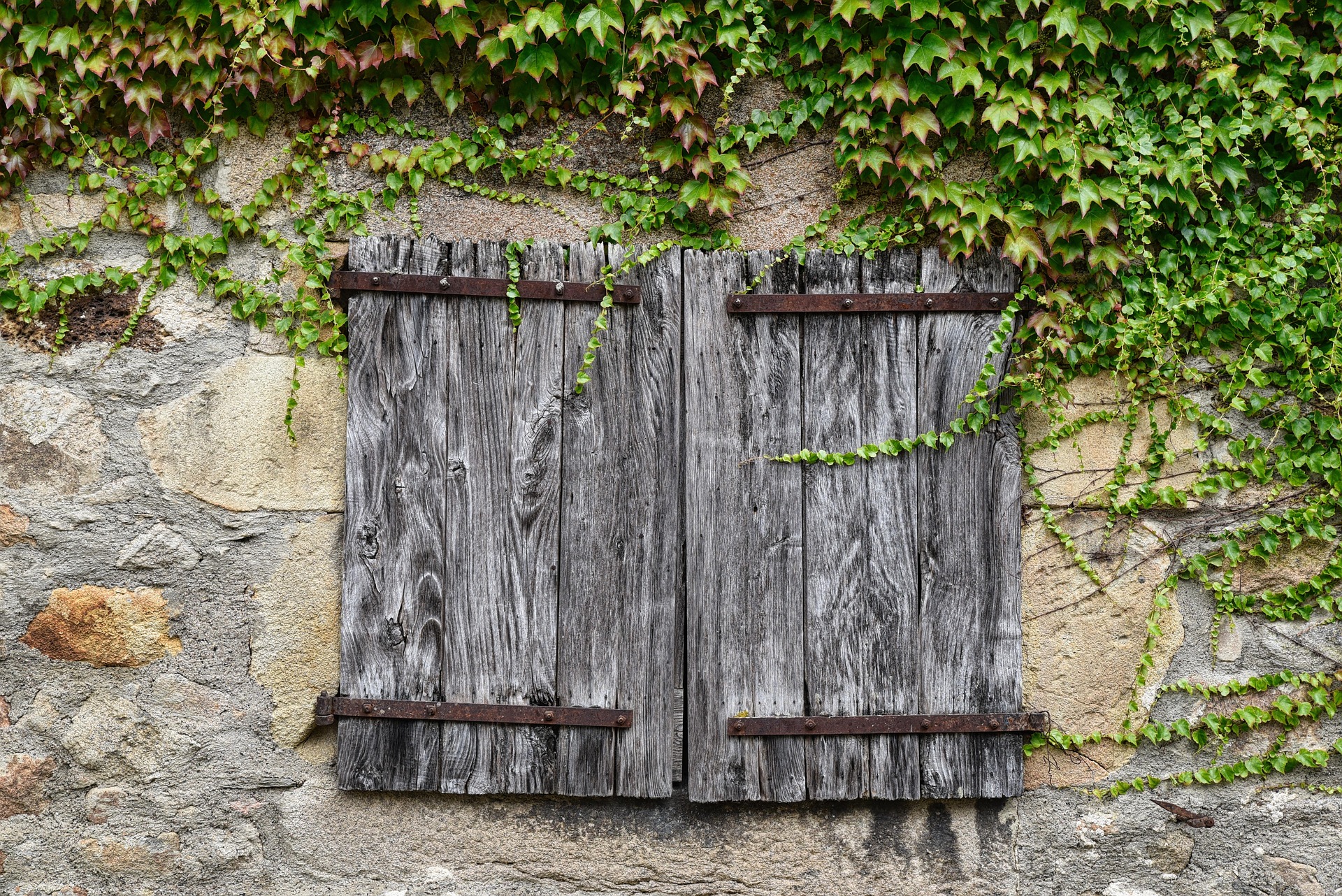 Old fashioned and rusty shutters