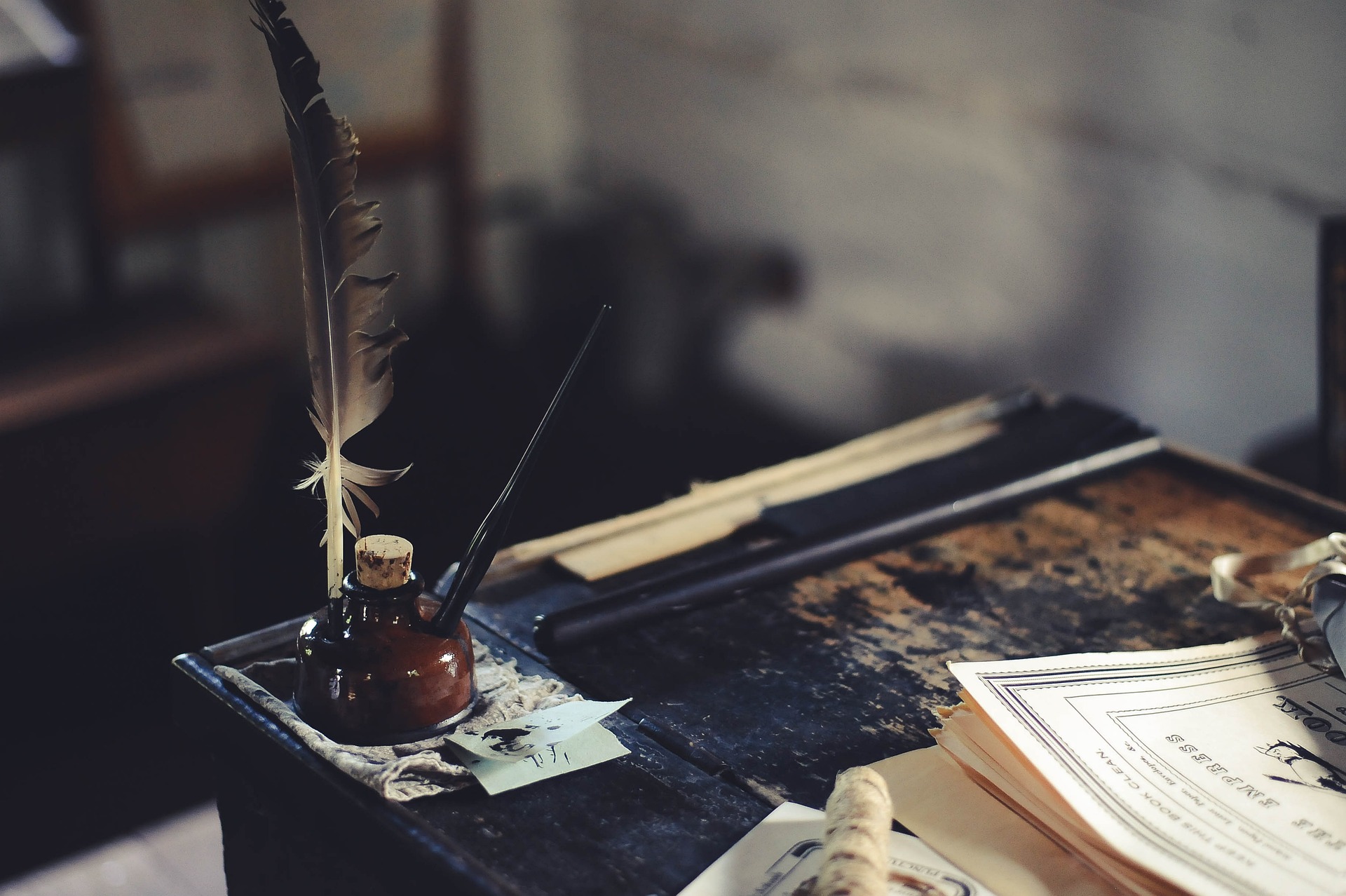 Signature - desk with documents and inkwell