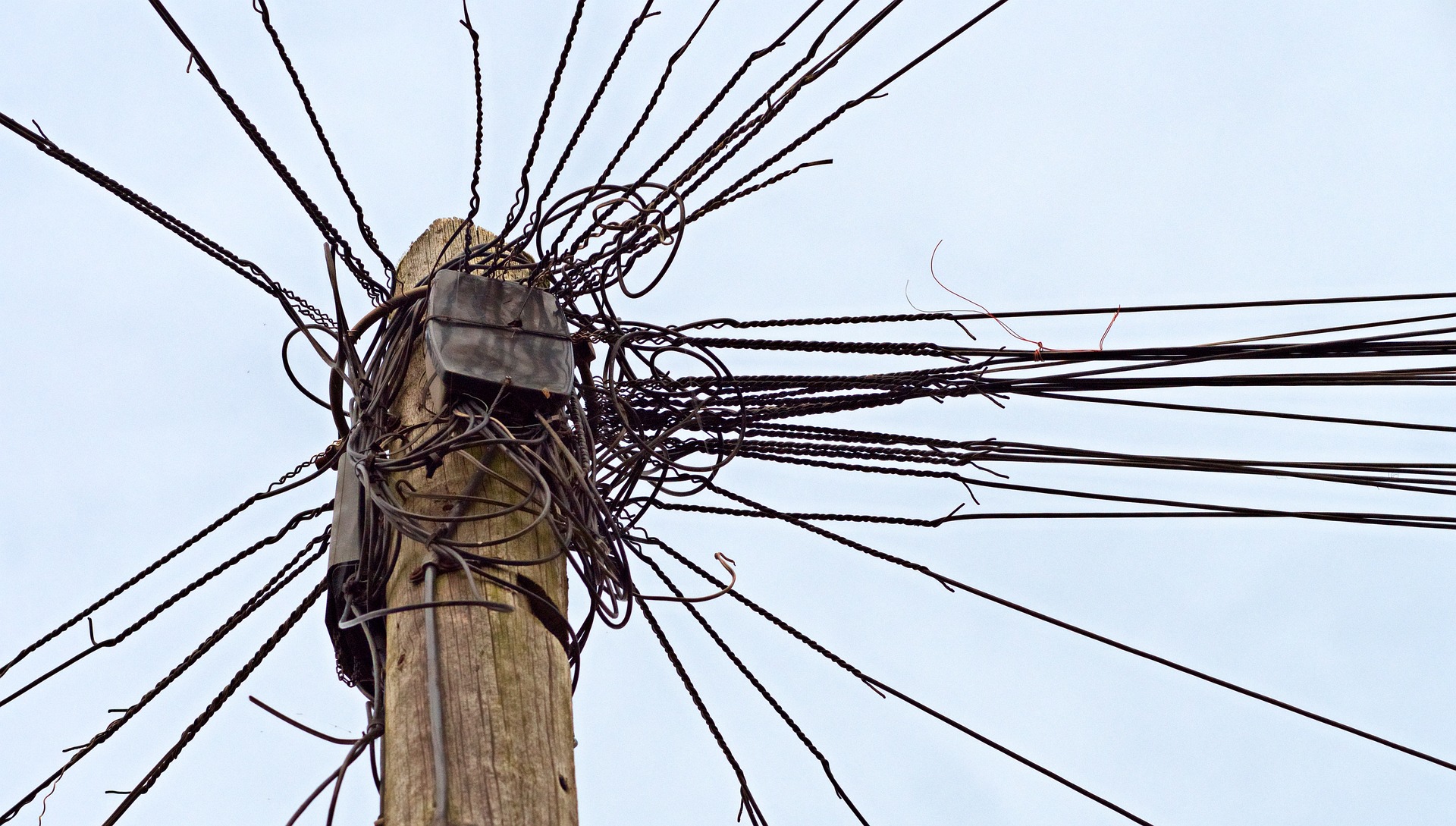Convoluted networking - telephone pole with number of wires